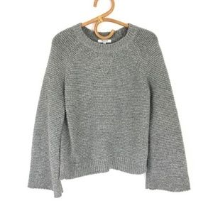 Madewell Grey Bell Sleeve Chunky Knit Sweater Tight Knit Crewneck Alpaca Blend